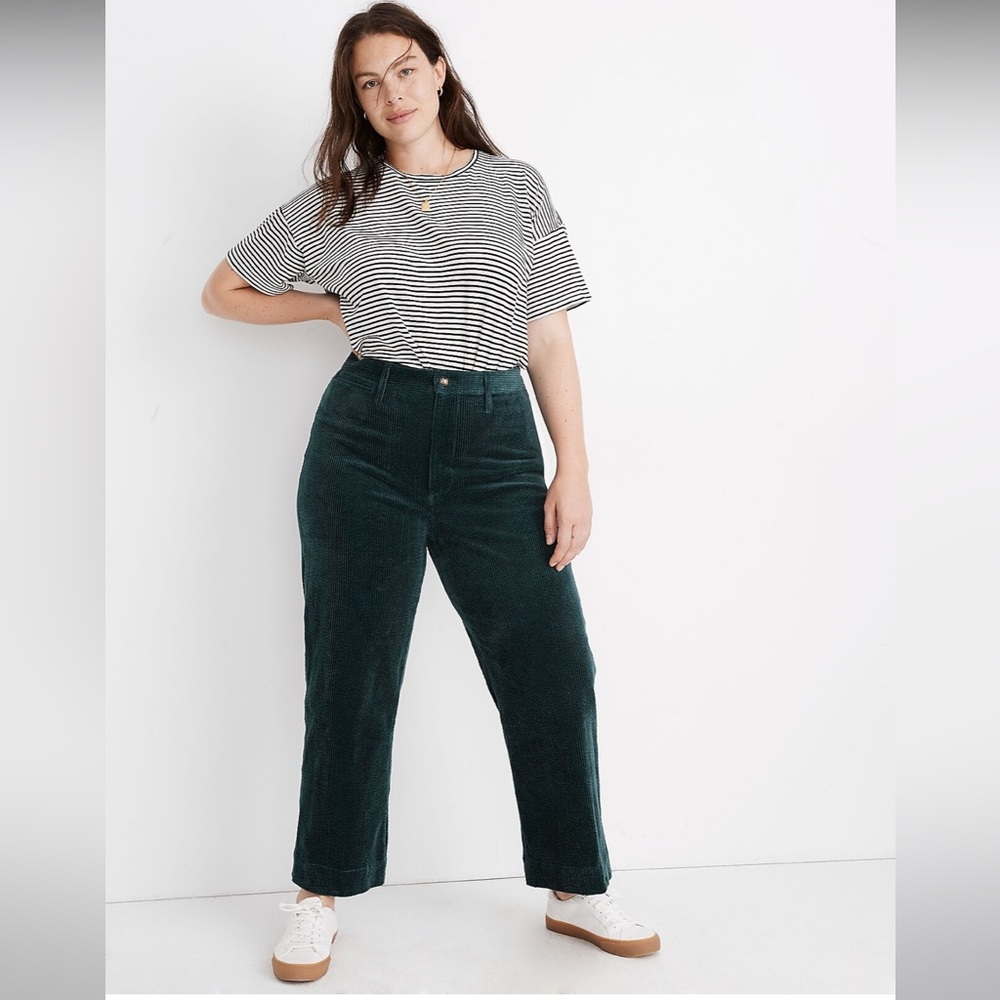 MADEWELL Slim Emmett Wide-Leg Crop Pants: Corduroy Edition green size 31
